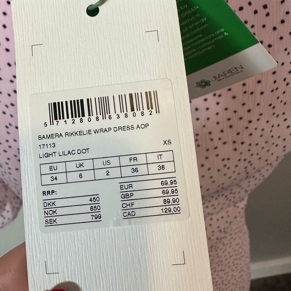 MSCH Copenhagen Samera Rikkelie Mini Wrap Dress Lilac Pink Polka Dot Size XS NEW - Picture 4 of 11